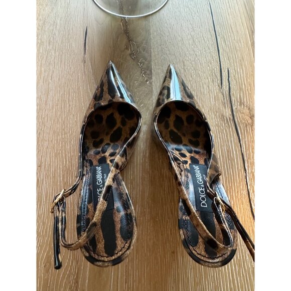 Dolce & Gabbana Leopard Print Pointed Toe Slingback Heels Womens Shoes Size 37 - Picture 6 of 7